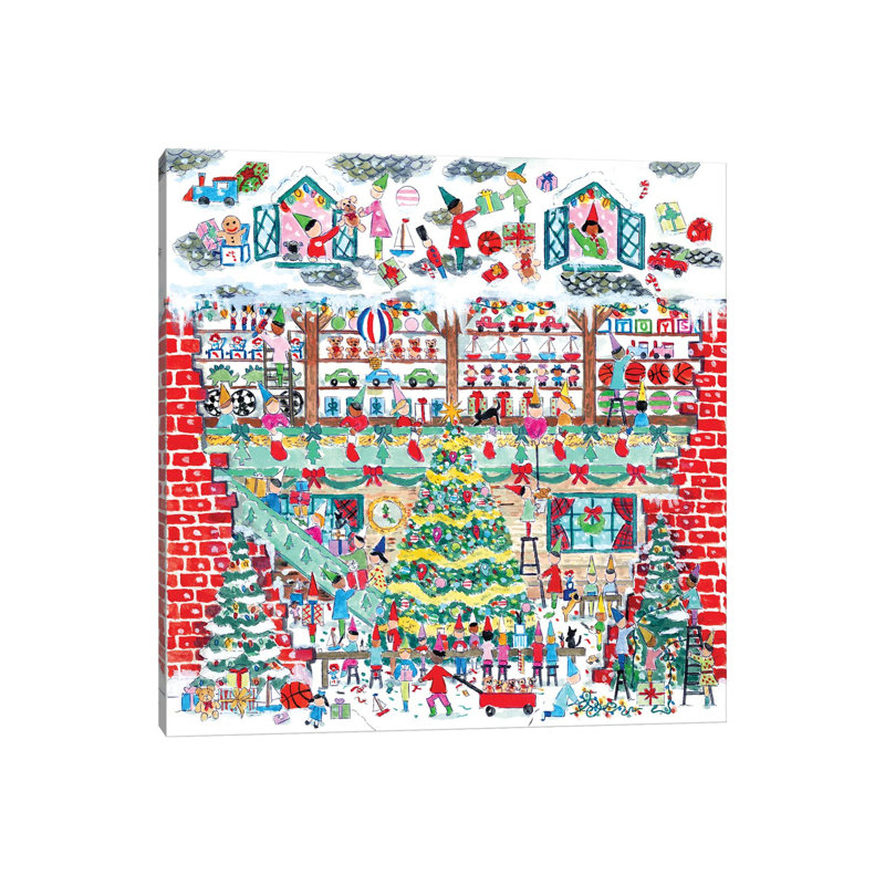 «Santa's Toy Shop», reproduction d'art sur toile tendue