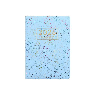 Schedule book A7 English Schedule Notebook Portable Small Notebook Colorful Starlight Leather Planner Journal