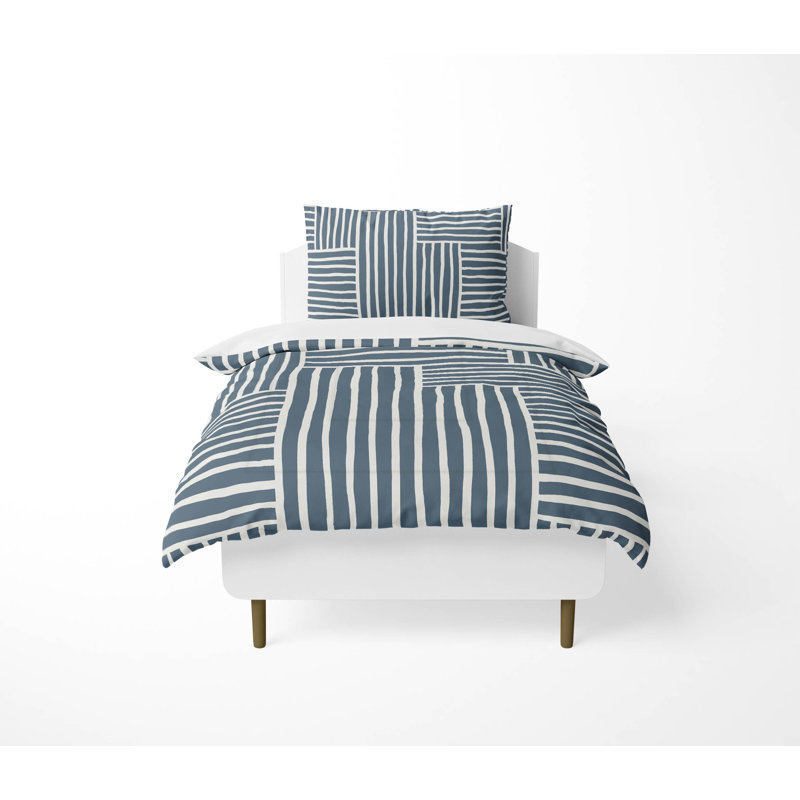 Grid Puz Comforter Set, Blue
