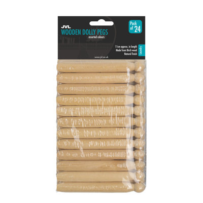 24 Pack Wooden Dolly Pegs - Natural