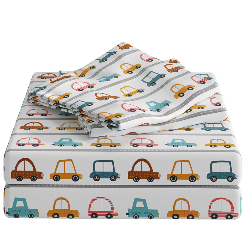 Kids Sheet Set, Soft Microfiber Bedding, Cozy & Breathable, Wrinkle Free Easy Care Bed Sheets, Cars 1