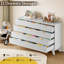 Commode cannelée à 12 tiroirs pour chambre à coucher, commode de 57 po de largeur avec poignée en métal, pieds de table robustes, grande commode de rangement pour le salon-208446826