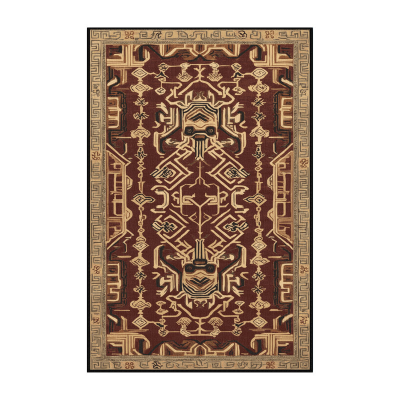 Tapis art déco brun lavable à la machine, Rectangle 4pi x 6 pi