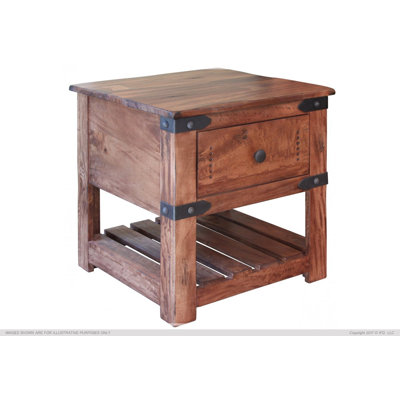 Solid Wood End Table with Storage