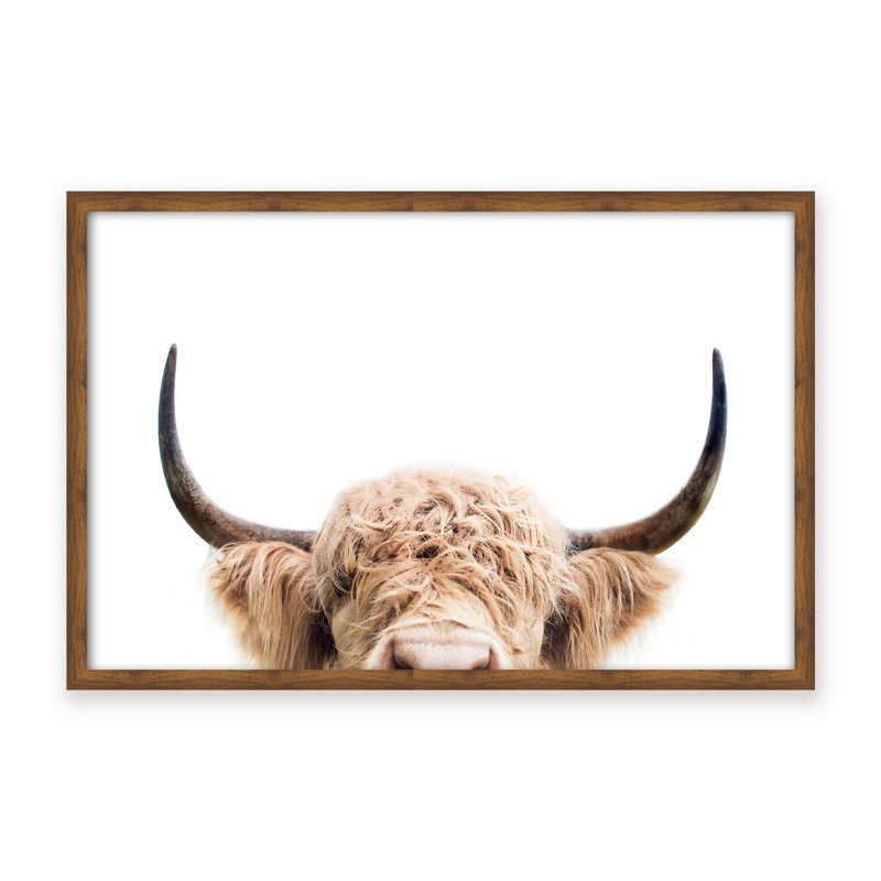 Nature Inspired Peeking Cow by  - Picture Frame Photograph on Paper, 32" H x 48" W x 1.125" D, Framed Print, Brown