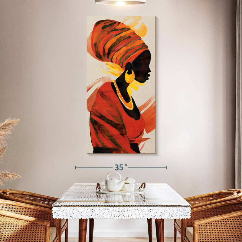 Femme en tenue africaine, H 54 po x l 27 po