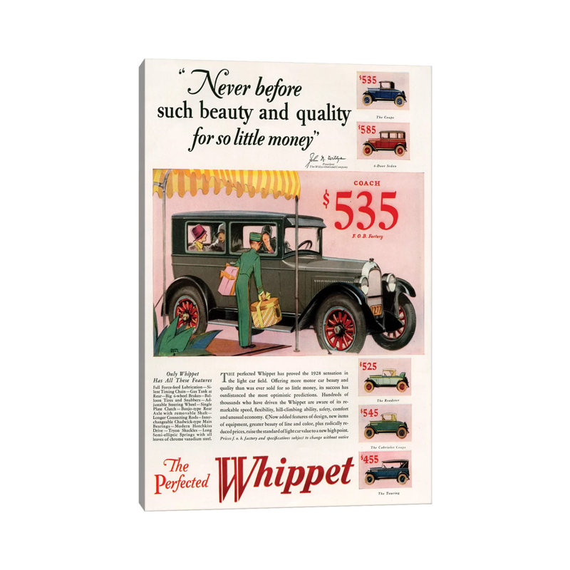 1920s Willys-Knight Magazine Advert by The Advertising Archives - Gallery-Wrapped Canvas Giclée on Canvas, Wrapped Canvas