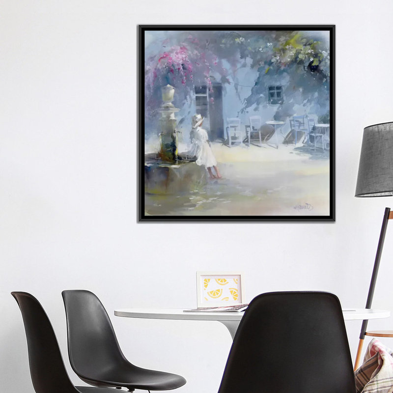 « idyllic blue », impression sur toile, H 18 po x l 18 po x P 1,5 po, Toile avec cadre noir, Pas de tapis