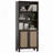 Bookcase with Rattan Doors,5 Tier Storage Wood Shelves-24003490
