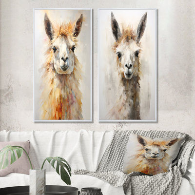 Furry lama - ensemble de 2 reproductions d'art mural lama