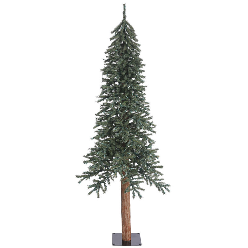 Arbre de Noël artificiel pin vert 7 pi avec tronc d'écorce et support en métal Natural Bark Alpine