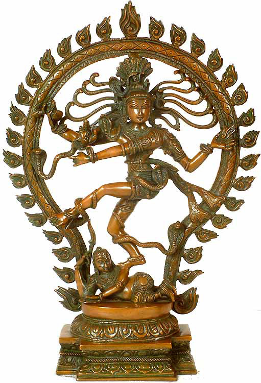 Statue en laiton Nataraja de 21 po de hauteur fabriquée à la main danseuse cosmique pour salon et espace de méditation