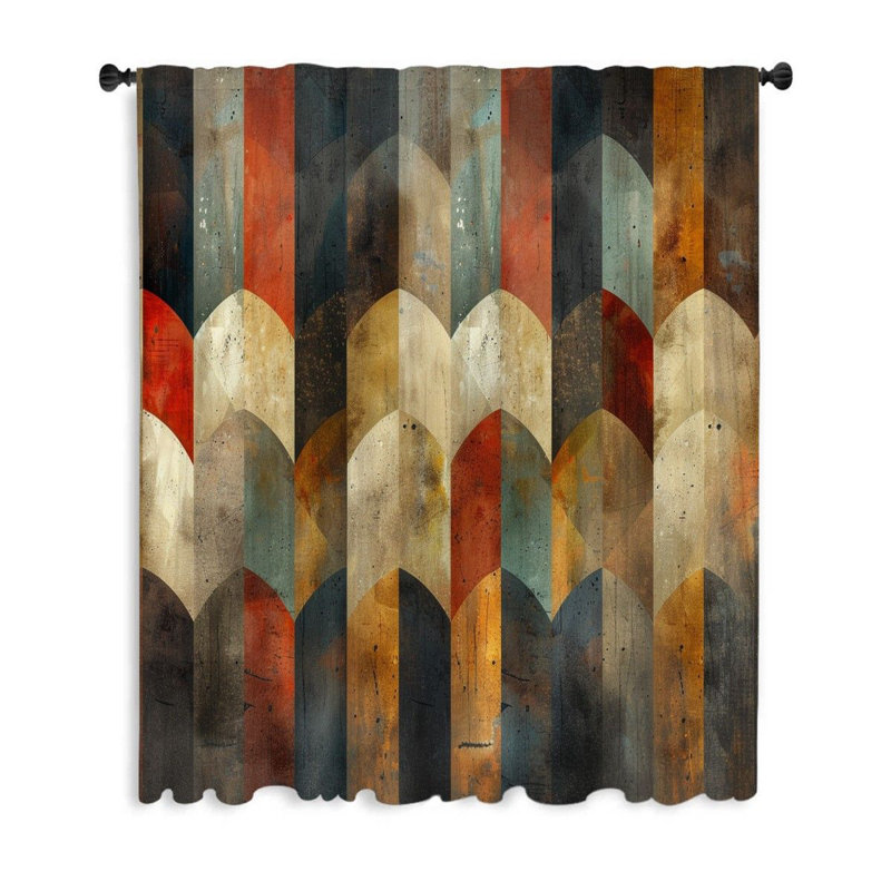 Geometric Abstract Warm Sheer Curtain Single Panel, 53" W x 99" L