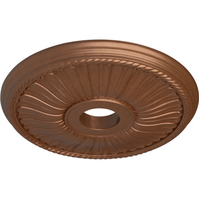 Endurathane Berkshire Ceiling Medallion, 20 1/8"OD x 3 7/8"ID x 1 7/8"P (Fits Canopies up to 6 3/8"), Hand-Painted Polished Copper Finish