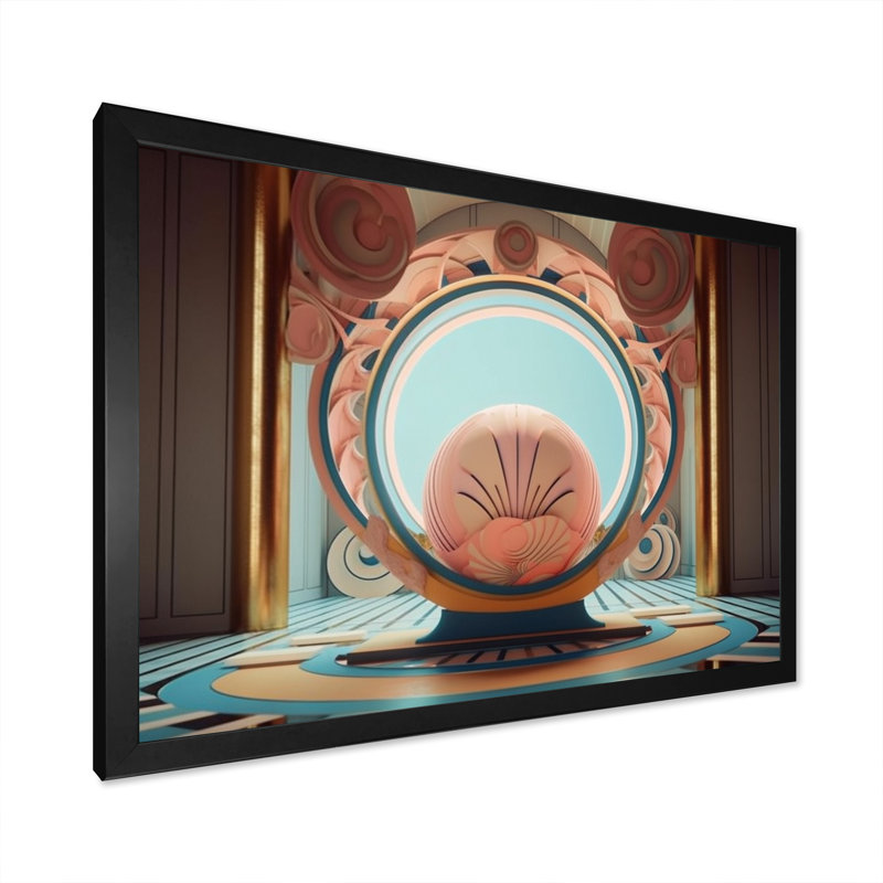 «Graphic Bliss Retro Futuristic Architecture I», impression sur toile, H 12 po x l 20 po x P 1 po, Cadre simple noir