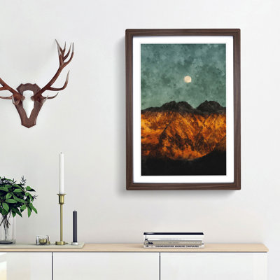 Moon over the Mountains in Italy - Picture Frame Painting Print