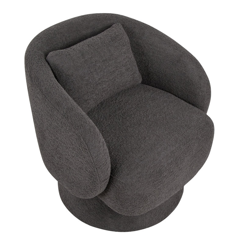 Fauteuil d'appoint pivotant rembourré avec coussin Zara, Gris
