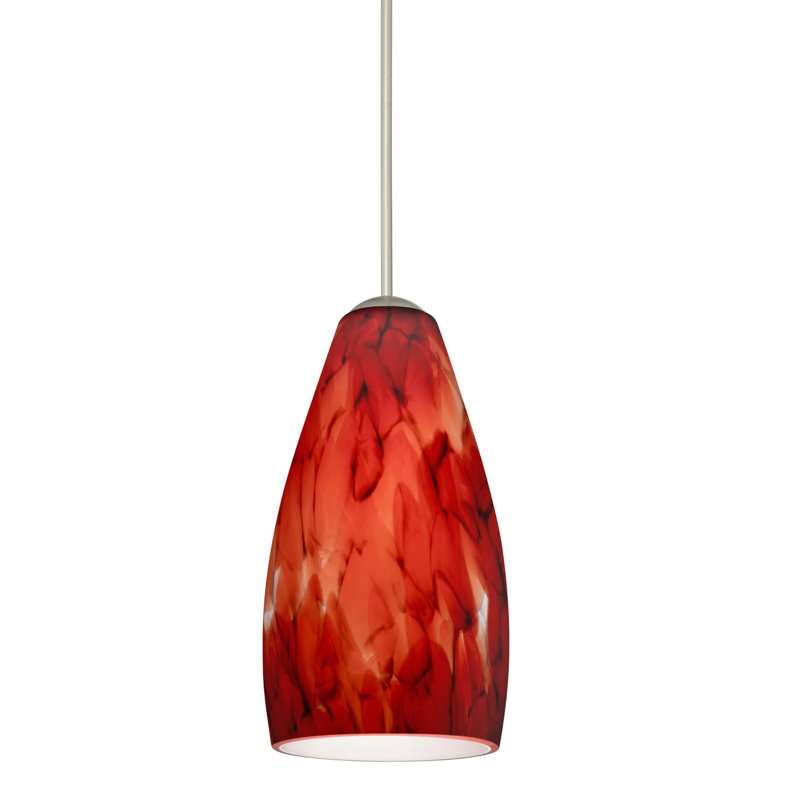 Luminaire suspendu en forme de cloche à 1 lumière Ritwik, DEL, Nickel satiné, Bleu nuage
