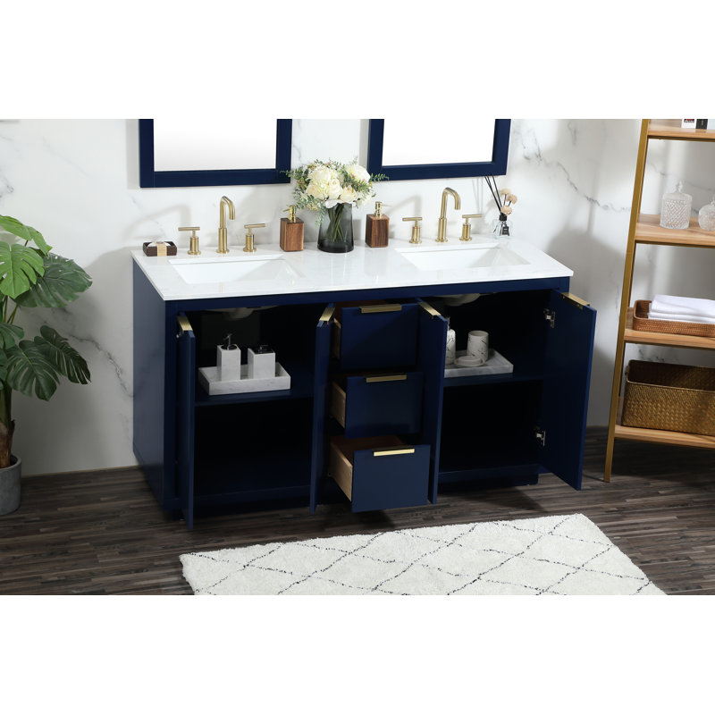 Ensemble de meuble-lavabo double Broadlands, Bleu