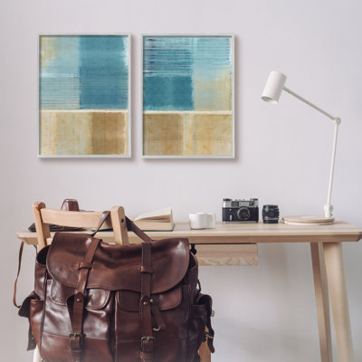 «Brown and Blue Abstraction», impression sur bois 2 pièces