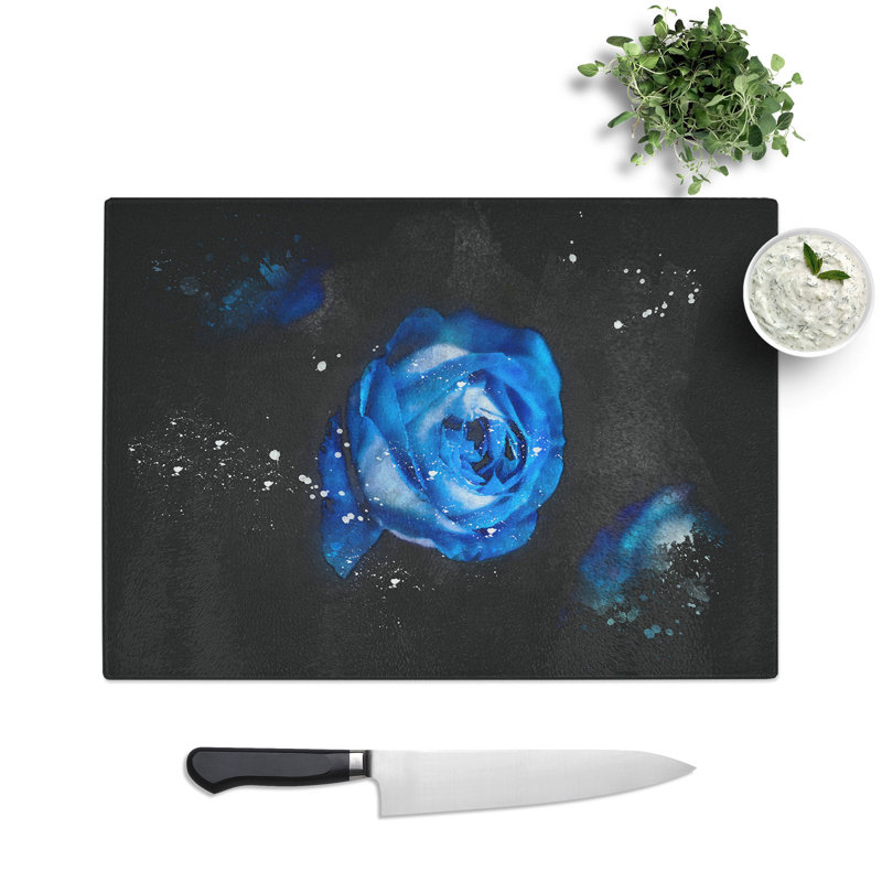 Tempered Glass Trio of Roses Paint Splash Chopping Board, 28.5 cm x 39 cm