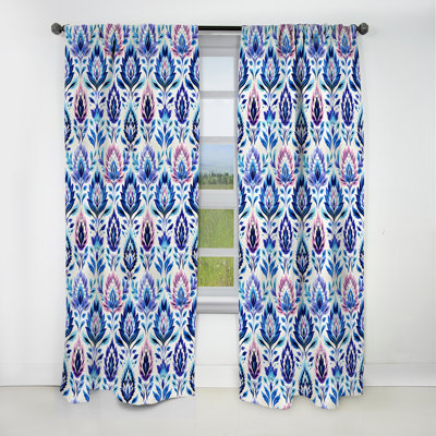 Ikat Harmony Blue Tribal Embrace - rideau ikat - rideau occultant ikat - 1 panneaux