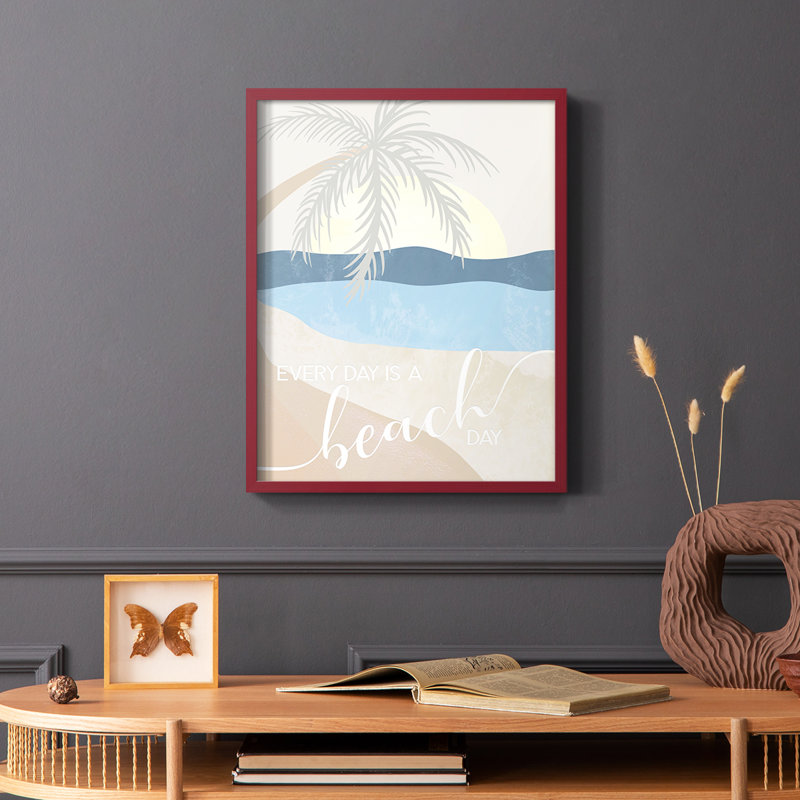 «Beach Day», reproduction encadrée - bois massif, Noir, H 14 po x l 11 po