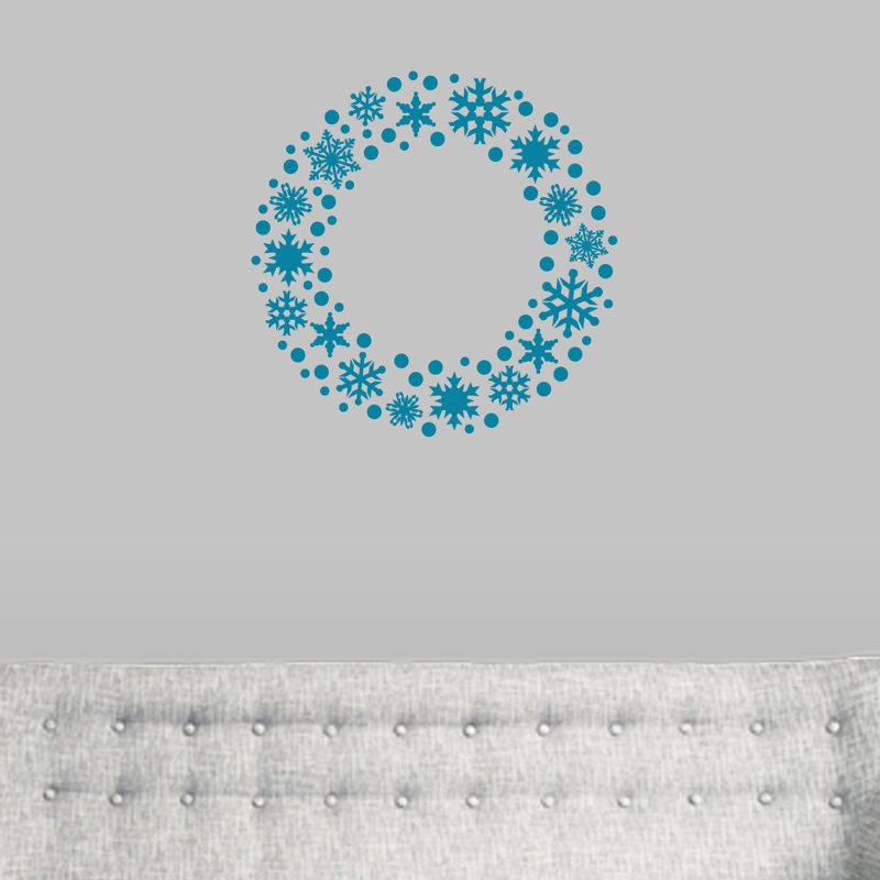 Décalcomanie murale couronne flocon de neige, Bleu sarcelle
