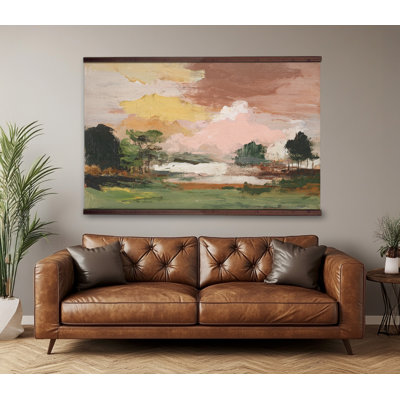 Sunset Field – Abstract Landscape Canvas Tapestry Wall Art Extra Large Décor