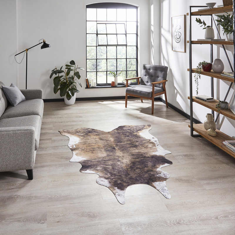 Selen   Faux Cow Print area rug Printed Animal Skin Brown, Animal Skin 155 x 195cm