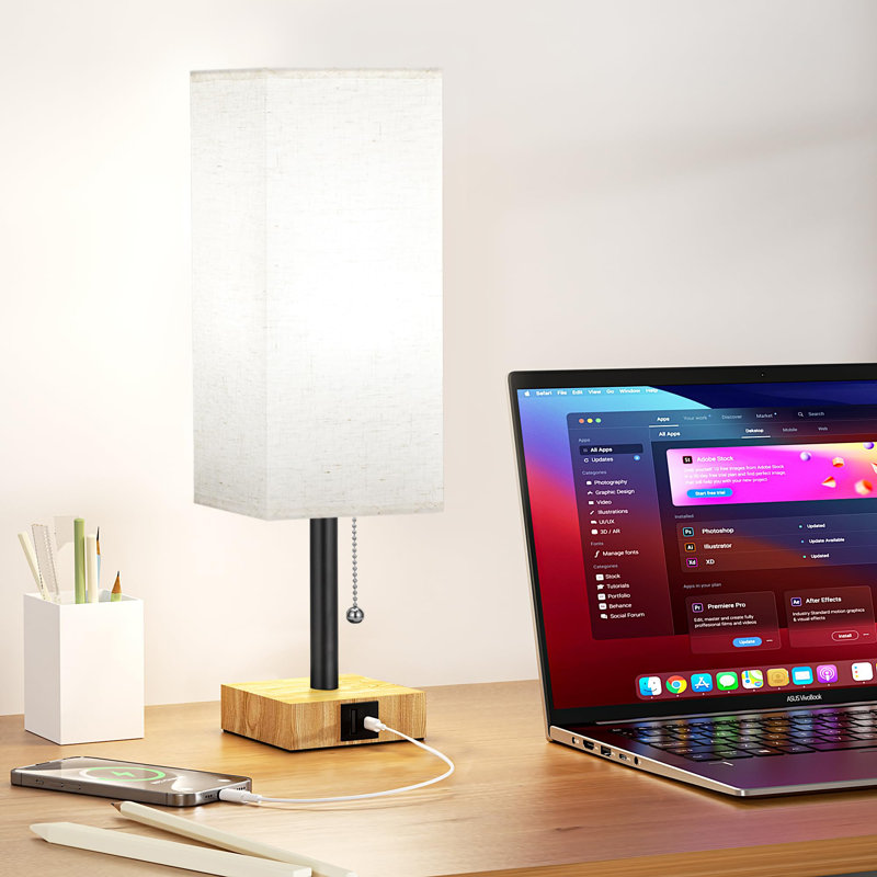 Lampe de table avec 3 températures de couleur, Beige, En bois