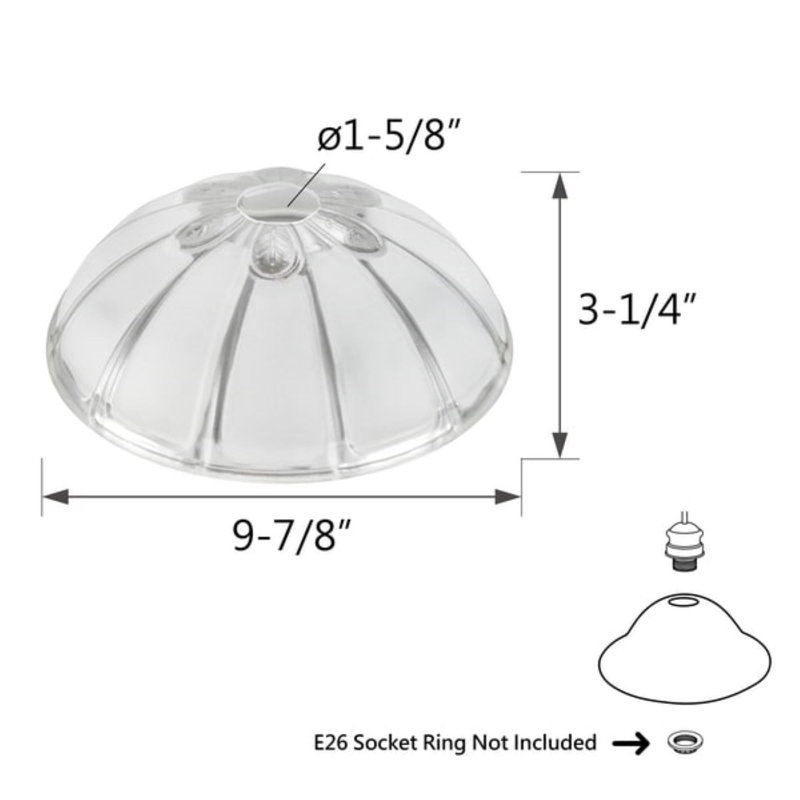 Clear and Sandblasted Glass Bowl Shade, 9.88" Diameter