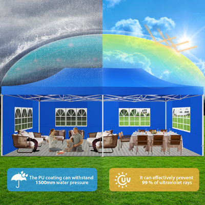 13x26 FT Pop Up Heavy Duty Canopy with Sidewalls，Waterproof UPF 50+ Canopy