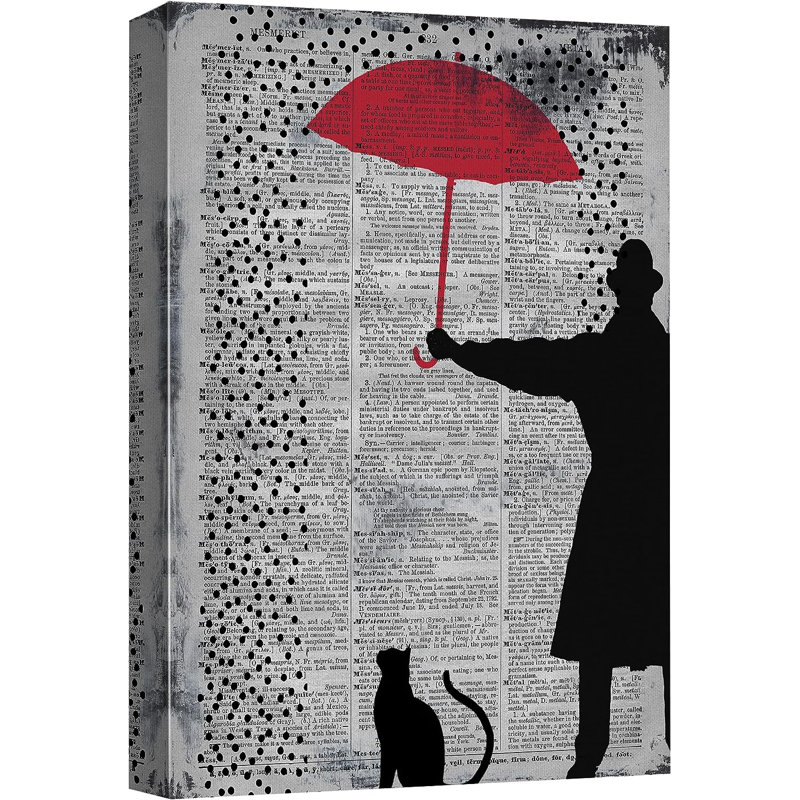 «Journal journal parapluie chat sur toile», Toile tendue, H 18 po x l 12 po x P 1,5 po
