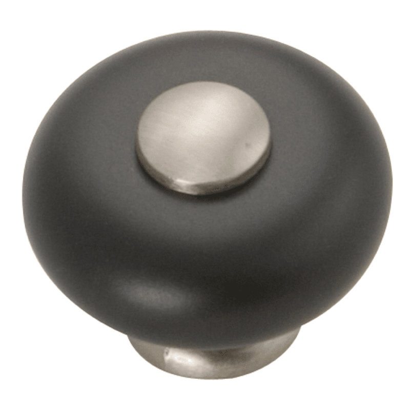 Poignée champignon Tranquility 1 1/4 po de diamètre, Nickel satiné et noir