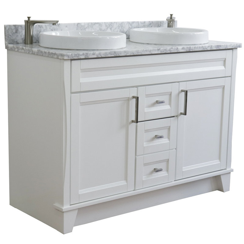 Nordenson 49'' Double Bathroom Vanity with Carrara Marble Top