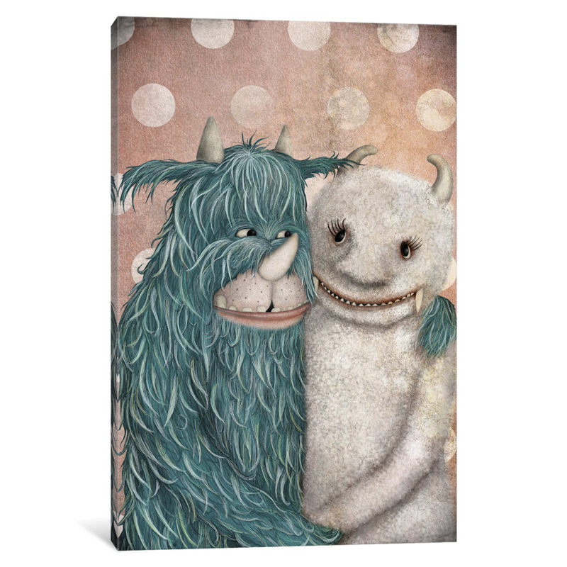 «Monster Love» par Majali - Estampe numérique sur toile tendue avec châssis, H 12 po x l 8 po x P 0,75 po