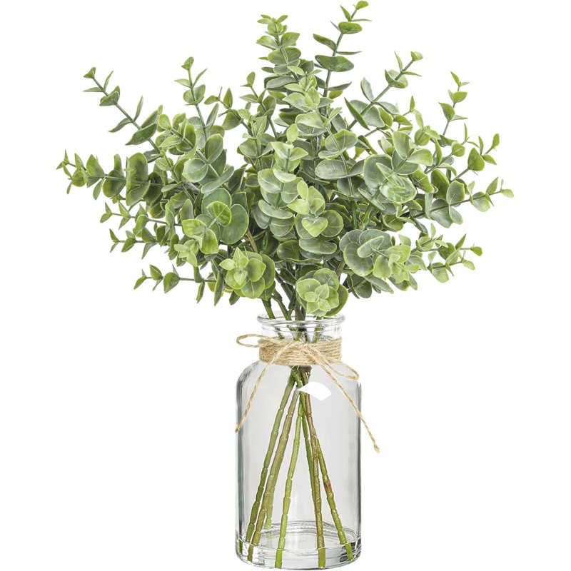 Artificial Eucalyptus Stems In Glass Vase