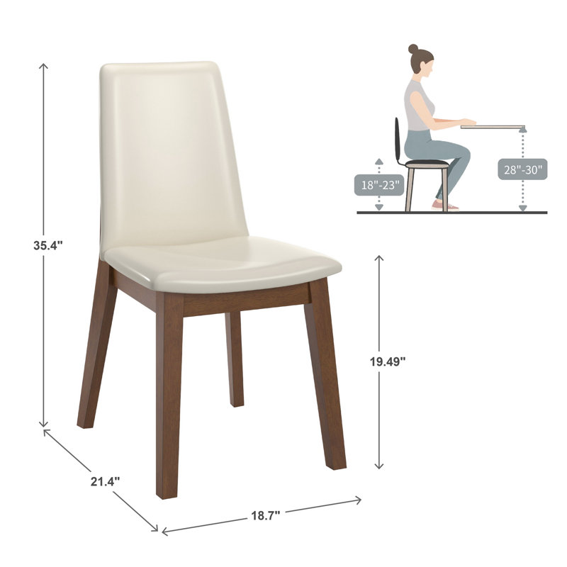 Ensemble de salle à manger rectangulaire en bois avec chaises rembourrées en cuir Vegan, Brun