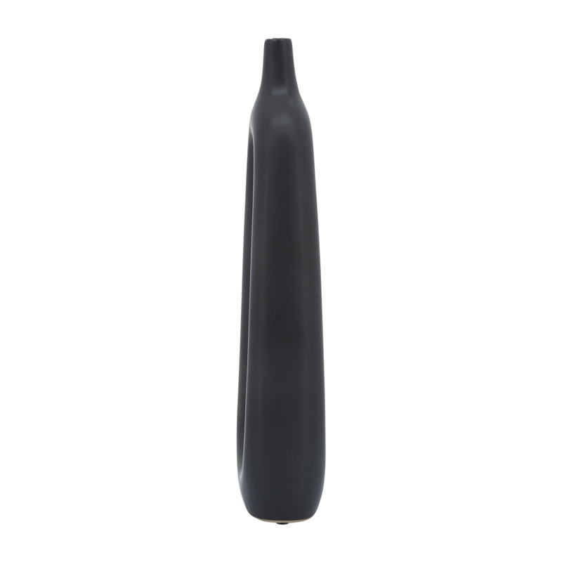 Modern Ceramic Openwork Decorative Vase - Sleek Contemporary Accent for Home Decor, Black