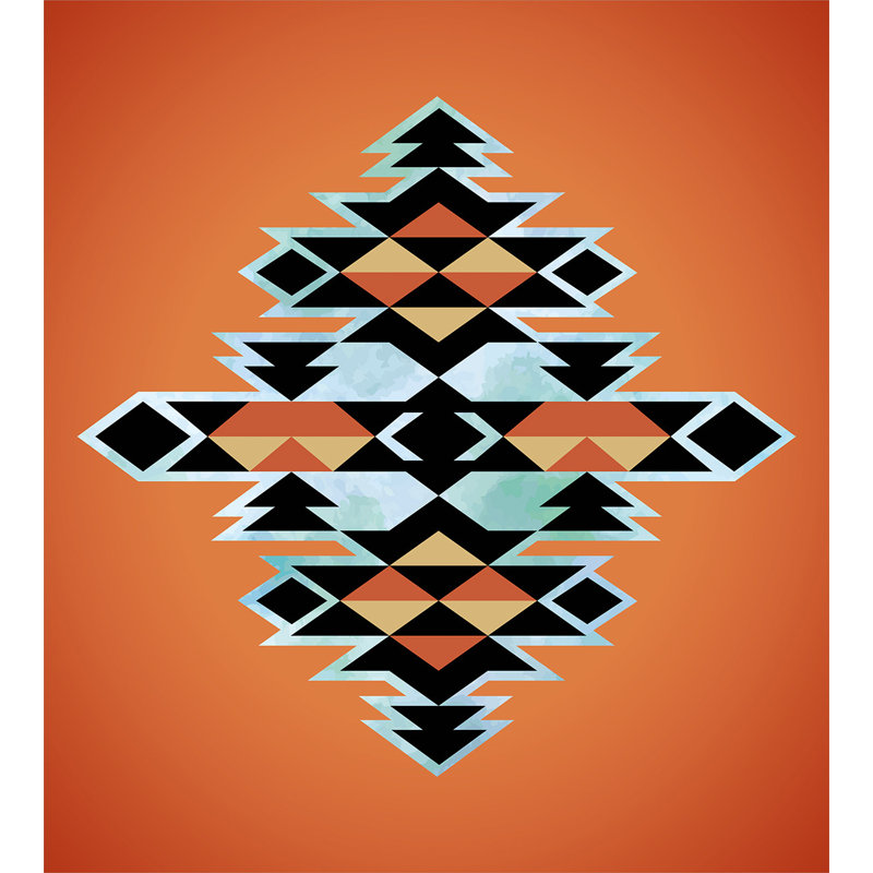 Cottage Americana Duvet Cover, Twin Duvet Cover + 1 Pillow Sham, Native Aztec Rhombus Art