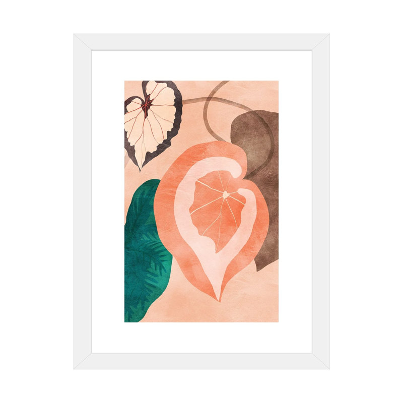«Tropical Leaves II» par Ana Rut Bré - impression d'art graphique, Papier encadré blanc, Blanc, H 24 po x l 16 po x P 1 po