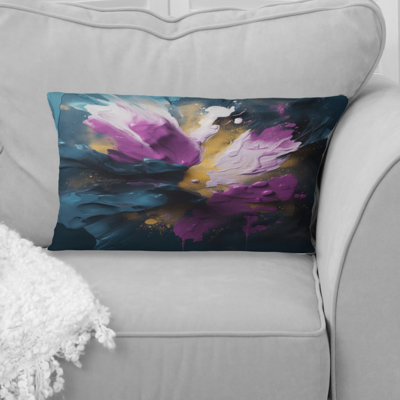 Purple And Blue Realities On Canvas I - Abstract Painting Printed Throw Pillow