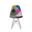 Paire de chaises de table Modern Bohemian, structure chromée et motif de revêtement géométrique coloré