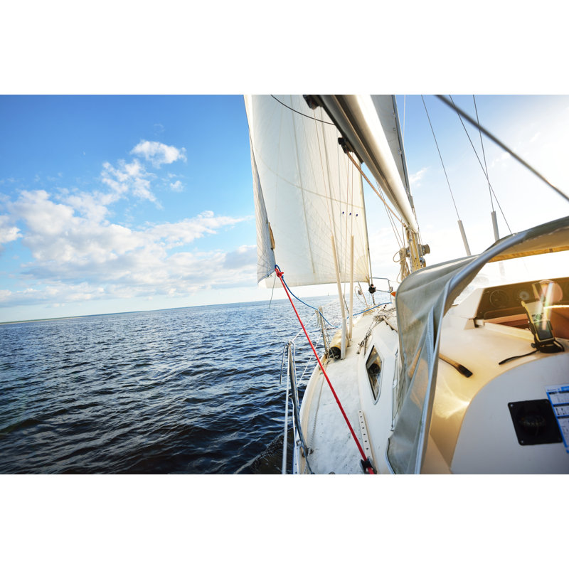 Voile, voilier, mât, voile, océan, voyage en cours, ciel bleu, H 26 po x l 50 po x P 1,5 po