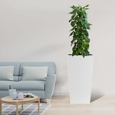 Grand pot à fleurs de 30 po de hauteur avec trous de drainage auto-arrosants et plateaux intérieurs Pot intérieur pour l'extérieur avec trous de drainage, moniteur de niveau d'eau, seau intérieur pour jardin, patio, porche, cour arrière