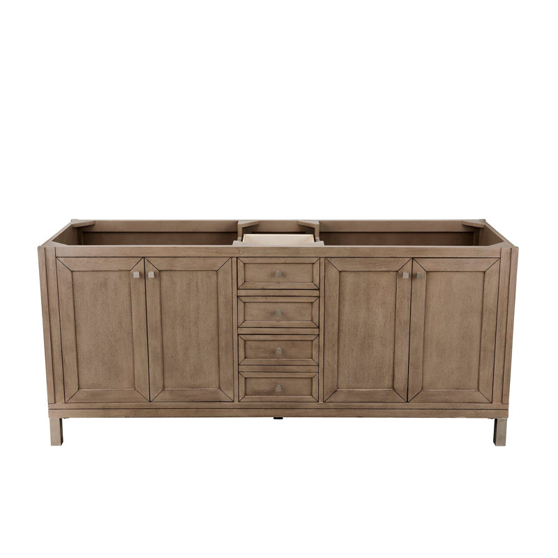 Chicago 72'' W Double Vanity, White Zeus, 8" Widespread, Walnut Whisper
