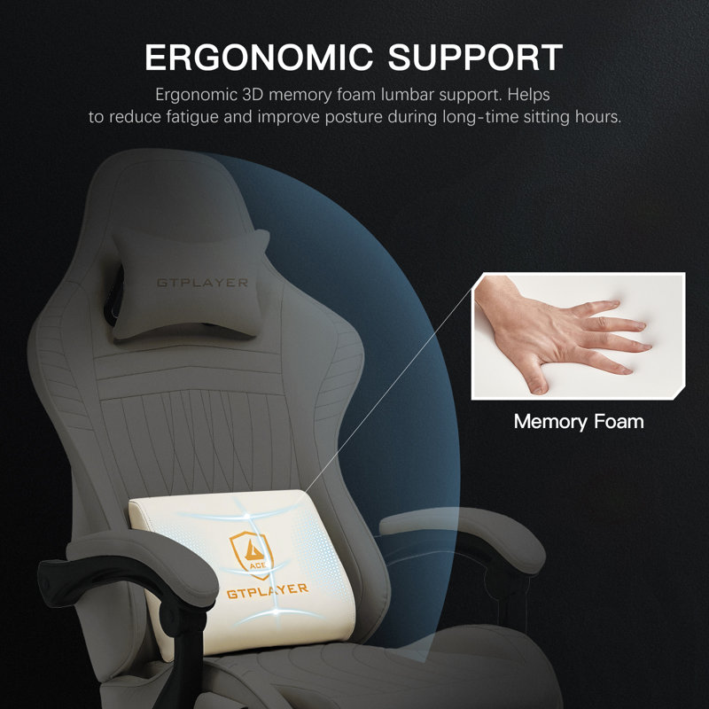 GTPLAYER Gaming Chair, Computer Chair with Footrest and Bluetooth Speakers, High Back Ergonomic Gaming Chair, Reclining Gaming Chair with Linkage Armrests for Adults