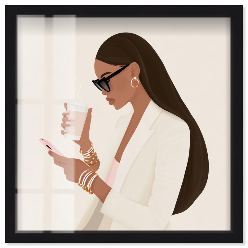 «Coffee Break Shadowbox Print» par Art Remedy, H 25 po x l 25 po, Noir