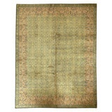 Hand Knotted Wool Area Rug in Green